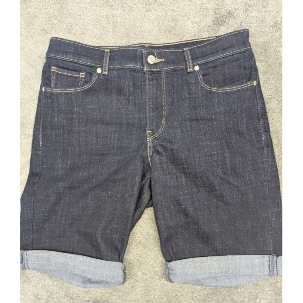 Levis Womens Bermuda Shorts Size 29 Dark Wash Stretch Denim Rolled Cuff
